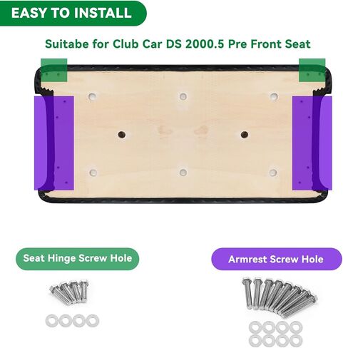 XUANYUDG0769 Golf Cart Replacement Seats Including Seat Bottom and Backrest for Club Car DS 1982-2000.5, Black in Saudi Arabia