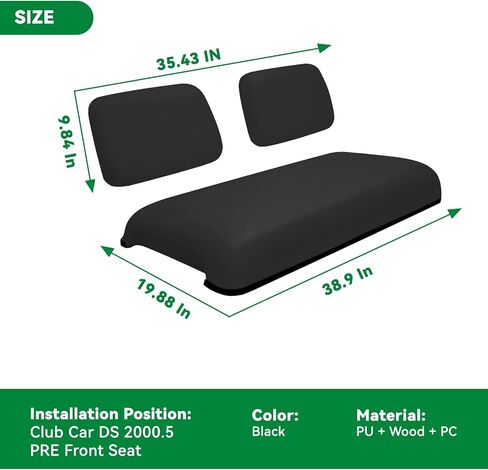 XUANYUDG0769 Golf Cart Replacement Seats Including Seat Bottom and Backrest for Club Car DS 1982-2000.5, Black in Saudi Arabia