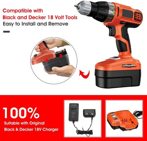 Upgraded to 3.6Ah Ni-Mh HPB18 Replacement for Balck and Decker 18 Volt Battery Compatible with Black and Decker 18V HPB18 244760-00 A1718 FS18FL FSB18 Firestorm 18 Volt Cordless Power Tools (Red) in Saudi Arabia