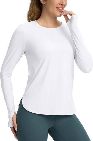 Long Sleeve Running Shirts Women Workout Tops Active Athletic T Shirts Quick Dry Lightweight in Saudi Arabia
