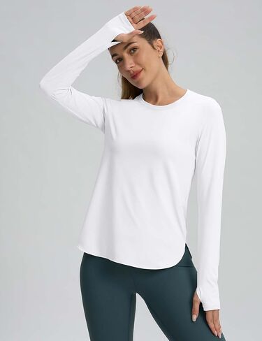 Long Sleeve Running Shirts Women Workout Tops Active Athletic T Shirts Quick Dry Lightweight in Saudi Arabia
