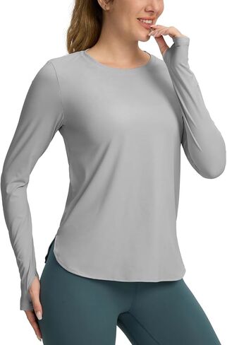 Long Sleeve Running Shirts Women Workout Tops Active Athletic T Shirts Quick Dry Lightweight in Saudi Arabia