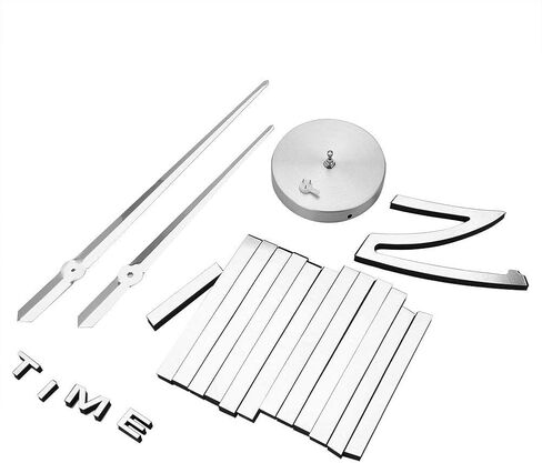 Yosoo الحديثة DIY 3D ساعة حائط بدون إطار مرآة سطح كبير ملصقات جدار المنزل غرفة المعيشة غرفة نوم مكتب المطبخ بار (فضي) in Saudi Arabia