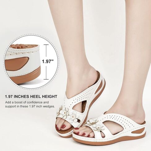 Ecetana Womens Sandals Wedge Slides Dressy Summer Comfortable Sandal Lightweight Casual Flowers Non Slip Platform Shoes in Kuwait