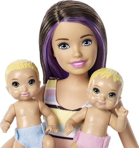 Barbie Skipper Babysitters Inc. Bedtime Playset with Babysitting Skipper Doll, Toddler Doll with Glow-in-the-Dark Pajamas, Bed, Sleeping Kitty, Teddy Bear, Blanket and Storybook for Kids 3-7 Years Old in Saudi Arabia