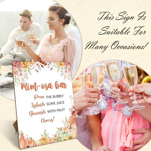 علامة شريط ميموزا مع حامل، مستلزمات شريط ميموزا الخريف ديكورات، علامة ديكور طاولة غداء اليقطين، علامة شريط شمبانيا لحفلات الزفاف وحفلات عيد الشكر وعيد الشكر، 30 in Kuwait