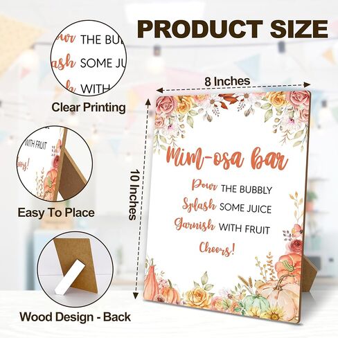 علامة شريط ميموزا مع حامل، مستلزمات شريط ميموزا الخريف ديكورات، علامة ديكور طاولة غداء اليقطين، علامة شريط شمبانيا لحفلات الزفاف وحفلات عيد الشكر وعيد الشكر، 30 in Kuwait