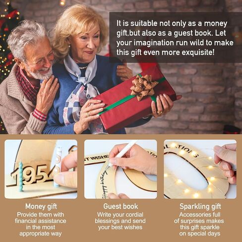 2024 Wooden Decorative LED Light Up Number Letters, Marquee Number Lights Stand for Birthday, Party, Wedding, Company Anniversary and Table Decoration - Battery Included (60) in Saudi Arabia