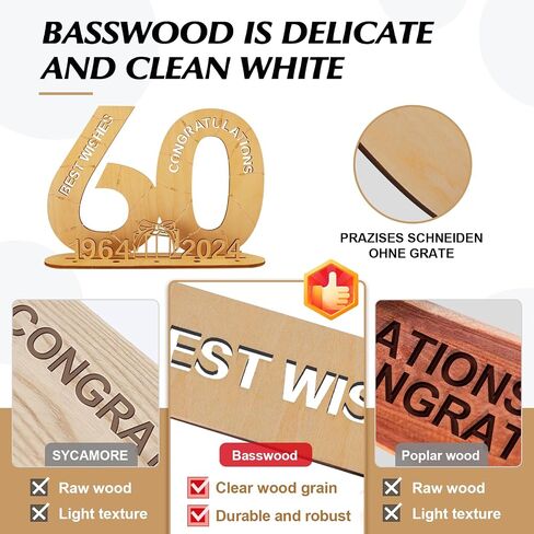 2024 Wooden Decorative LED Light Up Number Letters, Marquee Number Lights Stand for Birthday, Party, Wedding, Company Anniversary and Table Decoration - Battery Included (60) in Saudi Arabia