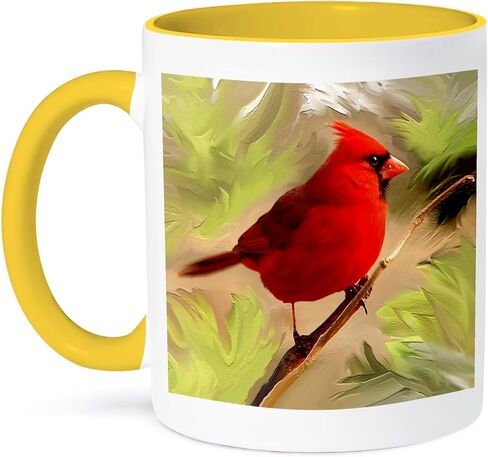 3dRose Red Cardinal-Two Tone Black Mug, 11 oz, Multicolor in Saudi Arabia