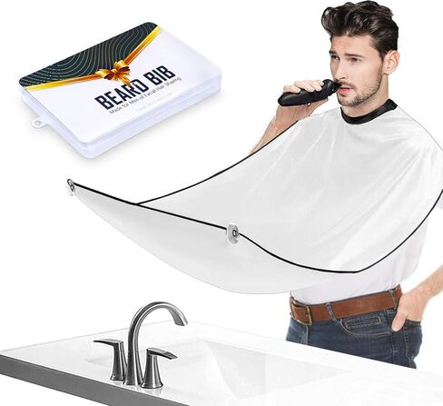 Beard Bib Beard Apron, Beard Catcher for Men Shaving and Trimming, Non-Stick Beard Cape Grooming Cloth, with 3 Suction Cups, Best Gifts for Father's Day,Valentine's Day in Saudi Arabia
