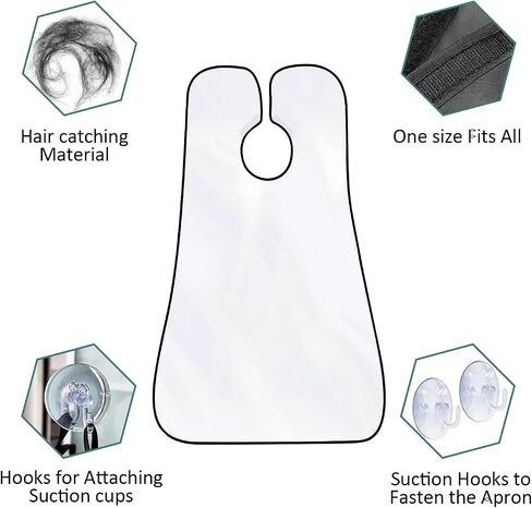 Beard Bib Beard Apron, Beard Catcher for Men Shaving and Trimming, Non-Stick Beard Cape Grooming Cloth, with 3 Suction Cups, Best Gifts for Father's Day,Valentine's Day in Saudi Arabia