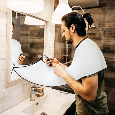 Beard Bib Beard Apron, Beard Catcher for Men Shaving and Trimming, Non-Stick Beard Cape Grooming Cloth, with 3 Suction Cups, Best Gifts for Father's Day,Valentine's Day in Saudi Arabia