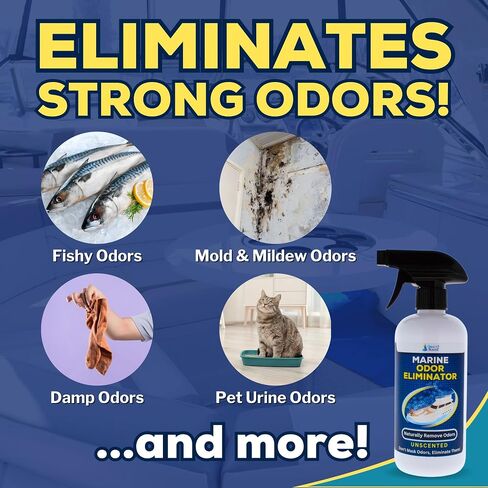 Marine Odor Eliminator 2 Pack (16 Fl Oz Ea) Instantly Removes Any Strong Odor from People, Boats, and Equipment - The Biodegradable Outdoor Odor Neutralizer (Unscented and Citrus Scented) in Saudi Arabia