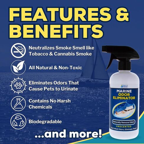 Marine Odor Eliminator 2 Pack (16 Fl Oz Ea) Instantly Removes Any Strong Odor from People, Boats, and Equipment - The Biodegradable Outdoor Odor Neutralizer (Unscented and Citrus Scented) in Saudi Arabia