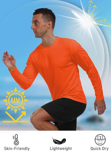 Long Sleeve Shirts for Men UPF 50+ UV Protection Rash Guard Fishing Shirts Moisture Wicking Quick Dry Sun Shirts HH2410 in Saudi Arabia
