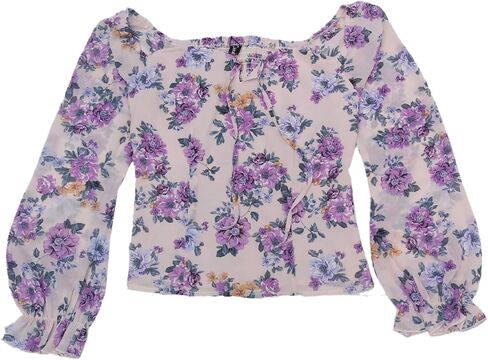 Allegra K Square Neck Tops for Women's Smocked Back Puff Sleeve Elegant Floral Blouse in Saudi Arabia