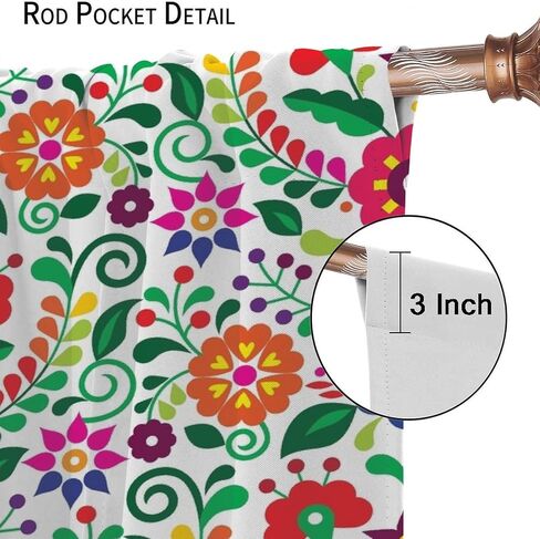 Abstract Flower Window Curtains,Bohemian Retro Mexican Folk Art Floral Print Pattern Curtains for Bedroom Living Room Kitchen Polyester Fabric Window Drapes 2 Panel Set 52" x 84" in Saudi Arabia