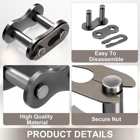 10 عبوات #50 وصلة توصيل سلسلة دوارة، وصلات سلسلة صناعية شديدة التحمل من الفولاذ الكربوني، وصلة موصل رئيسية للدراجات النارية والدراجات الزراعية ومزيل الثلج in Kuwait