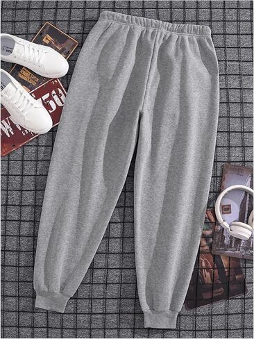 Men's Letter Graphic Sweatpants Drawstring Waist Tie Front Casual Jogger Pants with Pockets in Saudi Arabia
