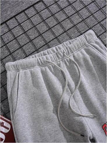 Men's Letter Graphic Sweatpants Drawstring Waist Tie Front Casual Jogger Pants with Pockets in Saudi Arabia