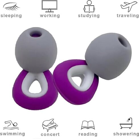 Ear Plugs for Sleeping Noise Cancelling, 1 Pair Ear Plugs for Sleeping Concert Ear Plugs Swimming Ear Plugs Silicone Ear Plugs for Swimming,Sleeping,Concert & 35dB Kids and Adults (Purple, One Size) in Saudi Arabia
