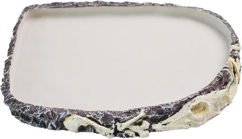 MUYG Reptile Food Water Bowl Resin Rock Reptile Feeding Dish Tortoise Feeder Food and Water Plate Amphibian Drinking Basin Reptile Habitat Tank Accessories for Turtle Lizard Leopard Gecko Chameleon in Kuwait