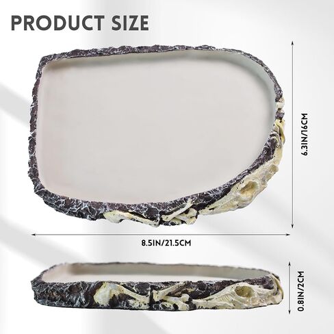 MUYG Reptile Food Water Bowl Resin Rock Reptile Feeding Dish Tortoise Feeder Food and Water Plate Amphibian Drinking Basin Reptile Habitat Tank Accessories for Turtle Lizard Leopard Gecko Chameleon in Kuwait
