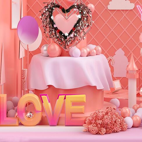 Valentine's Day Red Heart Wreath, Valentines Wreaths for Front Door, Pink White Heart Wreath with Lights Berry for Gifts Front Door Indoor Home Wedding Festival Decor in Saudi Arabia