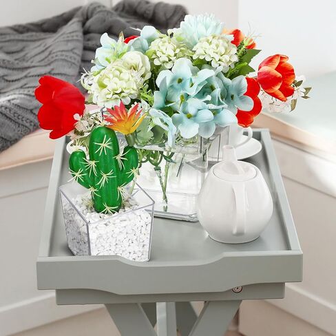 Nuogo 18 Pcs 3 Sizes Acrylic Square Vases for Centerpieces 5''/ 4''/ 3'' Cube Clear Flower Vase Bulk Decorative Acrylic Cube for Wedding Home Office Floral Plant Flowers Candle Succulent Decor in Saudi Arabia