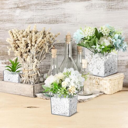 Nuogo 18 Pcs 3 Sizes Acrylic Square Vases for Centerpieces 5''/ 4''/ 3'' Cube Clear Flower Vase Bulk Decorative Acrylic Cube for Wedding Home Office Floral Plant Flowers Candle Succulent Decor in Saudi Arabia