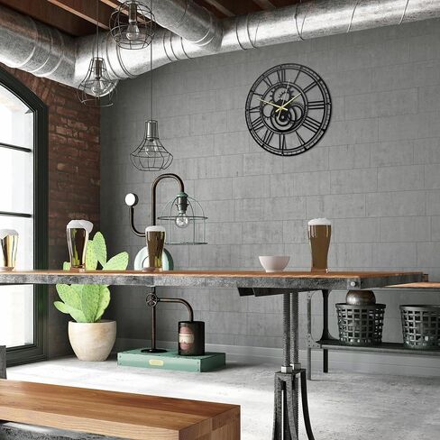 Steampunk Gear Clock Metal Industrial Wall Clock 13.5x13.5 Inches, Steam Punk Decor Home, Wall Clocks for Living Room Decor (Matte Finish Paint Black) in Saudi Arabia
