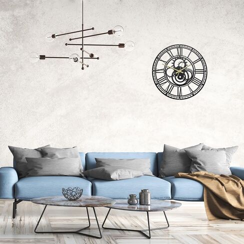 Steampunk Gear Clock Metal Industrial Wall Clock 13.5x13.5 Inches, Steam Punk Decor Home, Wall Clocks for Living Room Decor (Matte Finish Paint Black) in Saudi Arabia