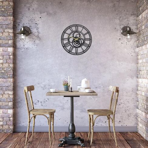 Steampunk Gear Clock Metal Industrial Wall Clock 13.5x13.5 Inches, Steam Punk Decor Home, Wall Clocks for Living Room Decor (Matte Finish Paint Black) in Saudi Arabia