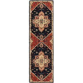 SAFAVIEH Heritage Collection Runner Rug - 2'3" x 8', Blue & Red, Geometric Design, Ideal for High Traffic Areas in Entryway, Kitchen & Bathroom (HG929N-28)