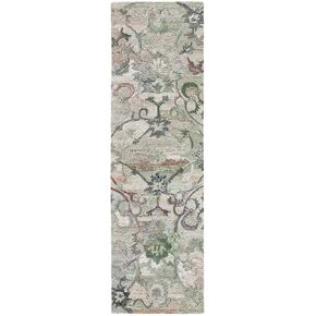 SAFAVIEH Anatolia Collection Runner Rug - 2'3" x 8', Sage & Beige, Handmade Traditional Oriental Wool, Ideal for High Traffic Areas in Living Room, Bedroom (AN401W)