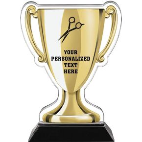 7" Scissors Gold Cup Trophies, Custom Scissors Acrylic Cup Trophy Prime