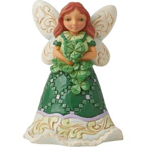 Enesco Jim Shore Heartwood Creek Irish Fairy Holding Shamrocks Figurine, 4.17 Inch, Multicolor, Green,Purple