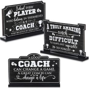 3 Pcs Coach Gifts Coach Wooden Sign Basketball Coach Gifts Coach Thank You Gifts Office Table Decor Soccer Softball Coach Gifts Classrooms Desks Home Decorations Teaching Wooden Signs Ornaments