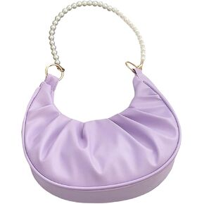 SweatyRocks Women's Elegant Clutch Purse Pearl Strap Shoulder Handbag Small Leather Ruched Bag
