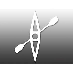 White Vinyl Kayak w One Paddle Sticker (Window Kayaker Logo Kayaking)
