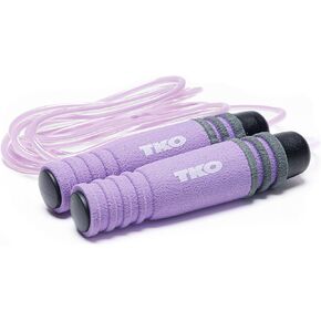 حبل القفز المبطن الناعم من TKO، حبل القفز PVC الخالي من التشابك، طول قابل للتعديل، حبال القفز للياقة البدنية للنساء