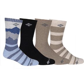 Columbia Mountain View Wool Crew 4-Pair Navy/Black/Brown/Khaki 10-13 (Shoe Size 6-12 US Men's) in Kuwait