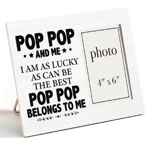Zauly Grandpa Gift Wood Picture Frame From Grandson Granddaughter, Grandpa Gifts for Birthday Christmas Father's Day, Pop Pop Picture Frames, 4 x 6 Inch Photo