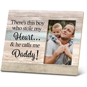 SRADMO There's This Girl Who Stole My Heart and She Calls Me Papa Picture Frame, Papa Dad Daddy 10×8 inch Wooden Tabletop Photo Frame for father, Dad Birthday Gifts from Daughter