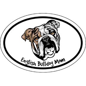 WickedGoodz Oval English Bulldog Mom Decal - Bull Dog Breed Bumper Sticker - for Laptops Tumblers Windows Cars Trucks Walls