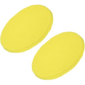 Round Bar Stool Covers - 2 Packs Anti-Slip Washable Elastic Soft Seat Slipcovers Fits for Bar Chair Stool - 11 Inch-16 Inch Dia, Lemon Yellow