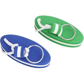 2PCS Oval Floating Water Foam Sponge Buckle (1 each Green Blue) Keychain Luminous for Fishing Sailing Surfing Swimming Water Sports