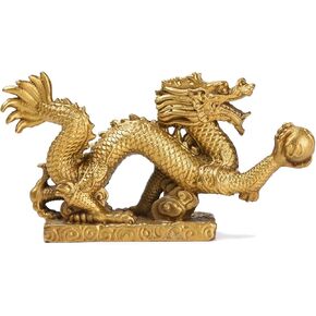 BRABUD Handmade Magical and Noble Brass Azure Dragon Figurine Home Office Desk Decoration