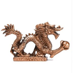 BRABUD Handmade Magical and Noble Brass Azure Dragon Figurine Home Office Desk Decoration